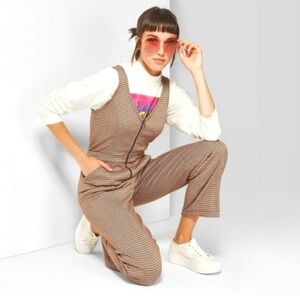 EUC Wild Fable Zip Front Pocket Plaid Jumpsuit